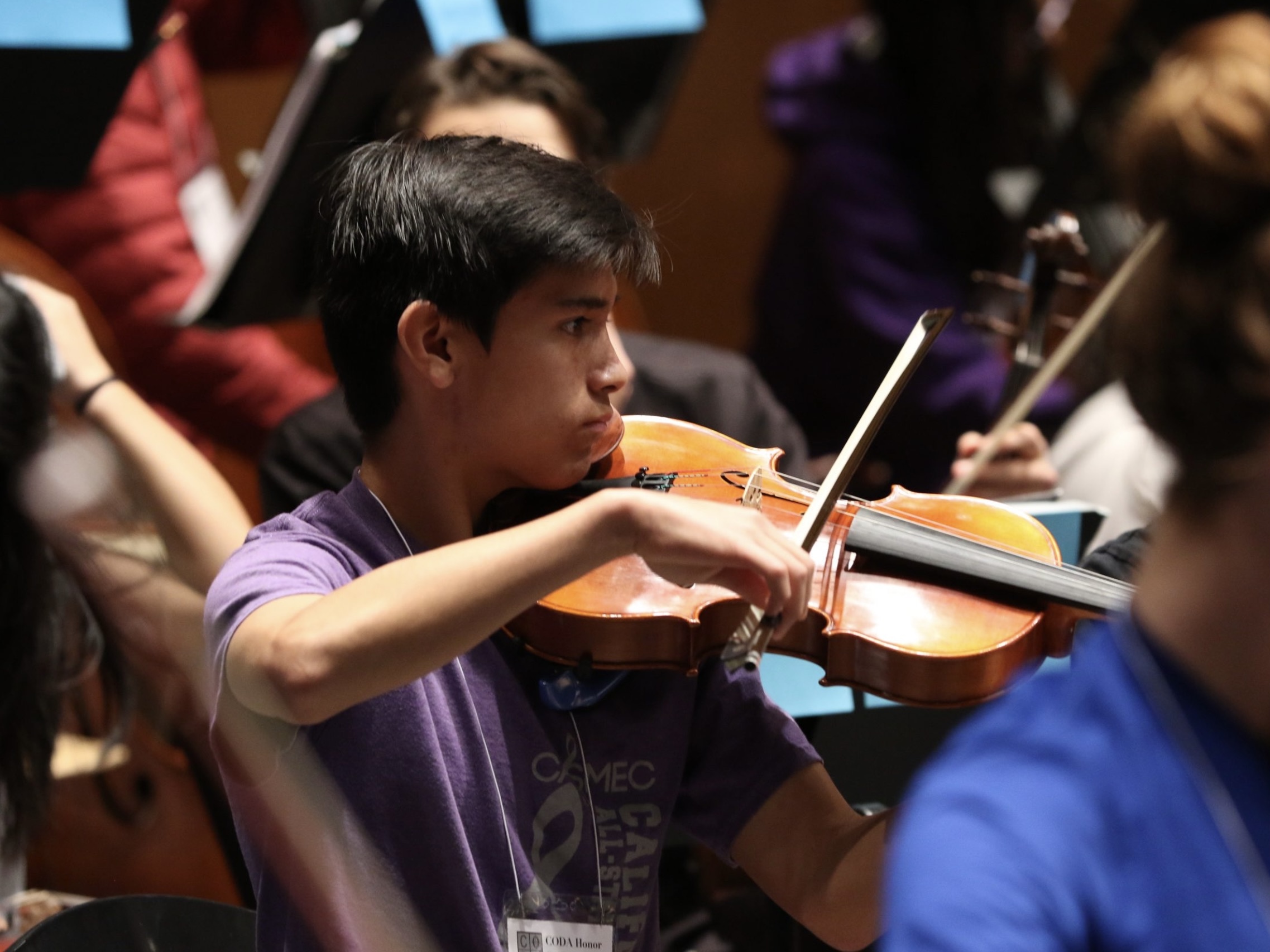 Playing my viola at a CODA rehearsal